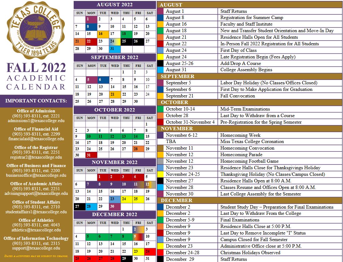 Tcc Academic Calendar Fall 2022 Customize and Print